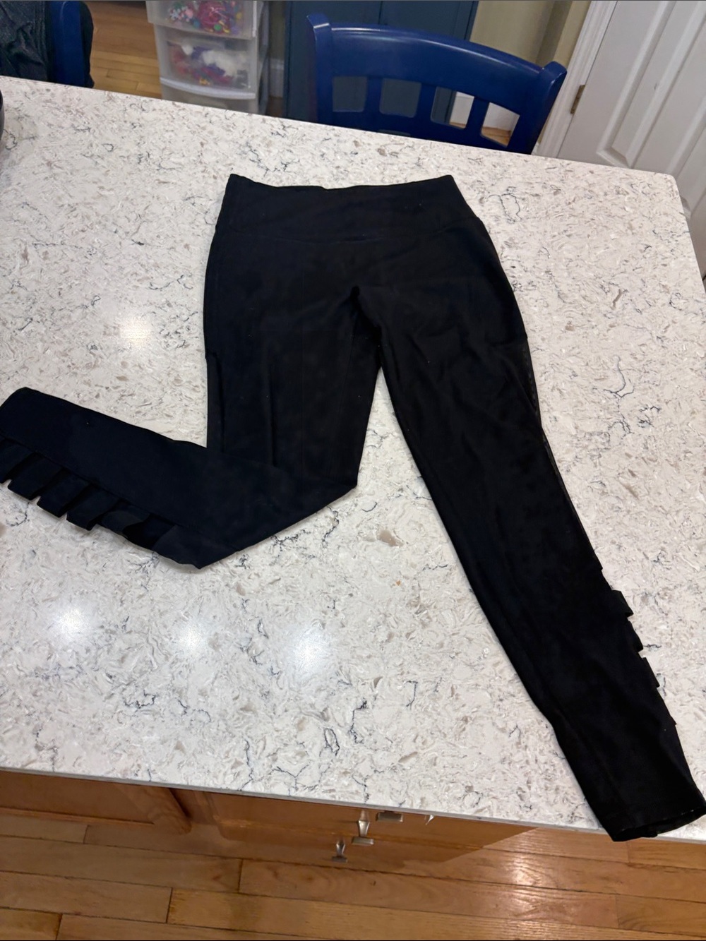 Victoria's Secret Black Stretch Leggings with Ruffle Side Detail